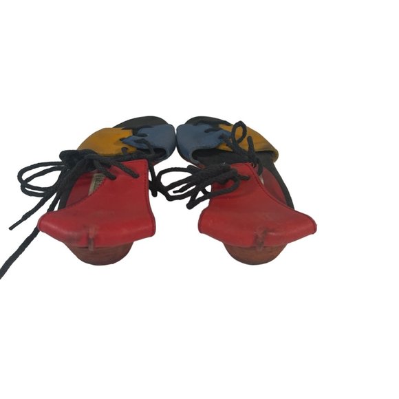 Tino Taschieri per Effebi Italian Multicolor Leather Lace Up Sandals Size 38 - Picture 4 of 8